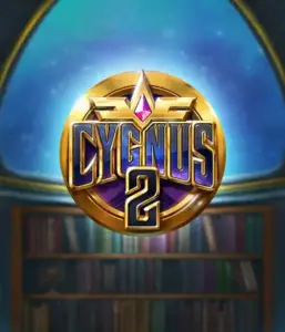 Discover the captivating graphics of Cygnus 2 Slot by ELK Studios, showcasing a stunning logo with a shining color scheme. Set against a starlit library backdrop, this graphic captures the theme of mystical exploration. 